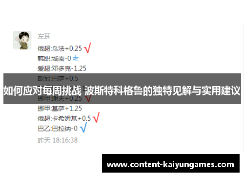 如何应对每周挑战 波斯特科格鲁的独特见解与实用建议